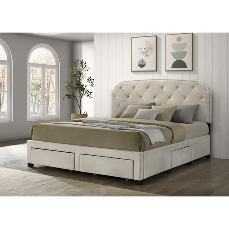  Coaster Furniture Marianna 316011KE 4-drawer Upholstered Eastern King Storage Bed - Cream IMAGE 2