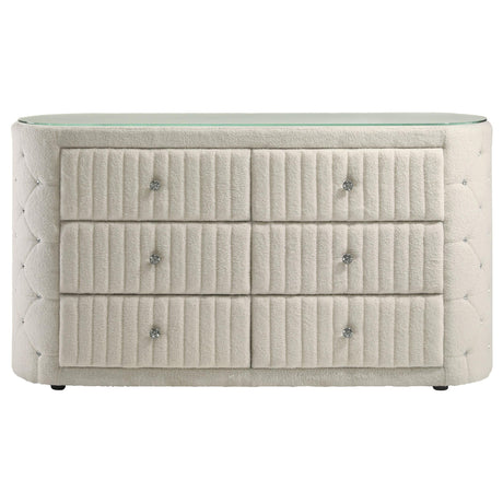  Coaster Furniture Sonya 360113 6-drawer Upholstered Bedroom Dresser - Ivory IMAGE 8