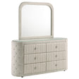  Coaster Furniture Sonya 360113M 6-drawer Upholstered Bedroom Dresser with Mirror - Ivory IMAGE 1