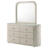  Coaster Furniture Sonya 360113M 6-drawer Upholstered Bedroom Dresser with Mirror - Ivory IMAGE 11