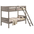  Coaster Furniture Ryder 400818-SM Wood Twin Over Twin Bunk Bed with Mattress - Weathered Taupe IMAGE 1