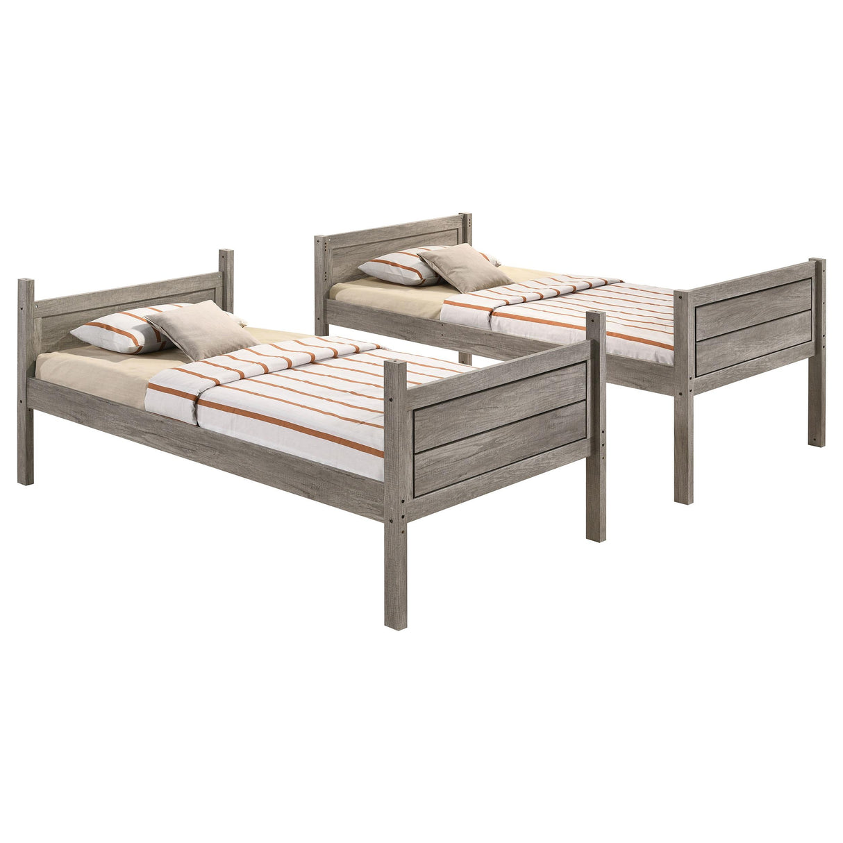  Coaster Furniture Ryder 400818-SM Wood Twin Over Twin Bunk Bed with Mattress - Weathered Taupe IMAGE 3