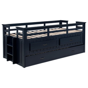  Coaster Furniture Carlsbad 401980T Wood Twin Captains Bed With Trundle - Navy Blue IMAGE 1
