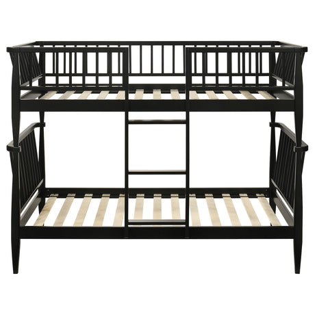  Coaster Furniture Abram 460061BLKT Windsor Twin Over Twin Wood Bunk Bed with Ladder - Black IMAGE 3