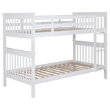  Coaster Furniture Chapman 460244N-SM Wood Twin Over Twin Bunk Bed with Mattress - White IMAGE 1
