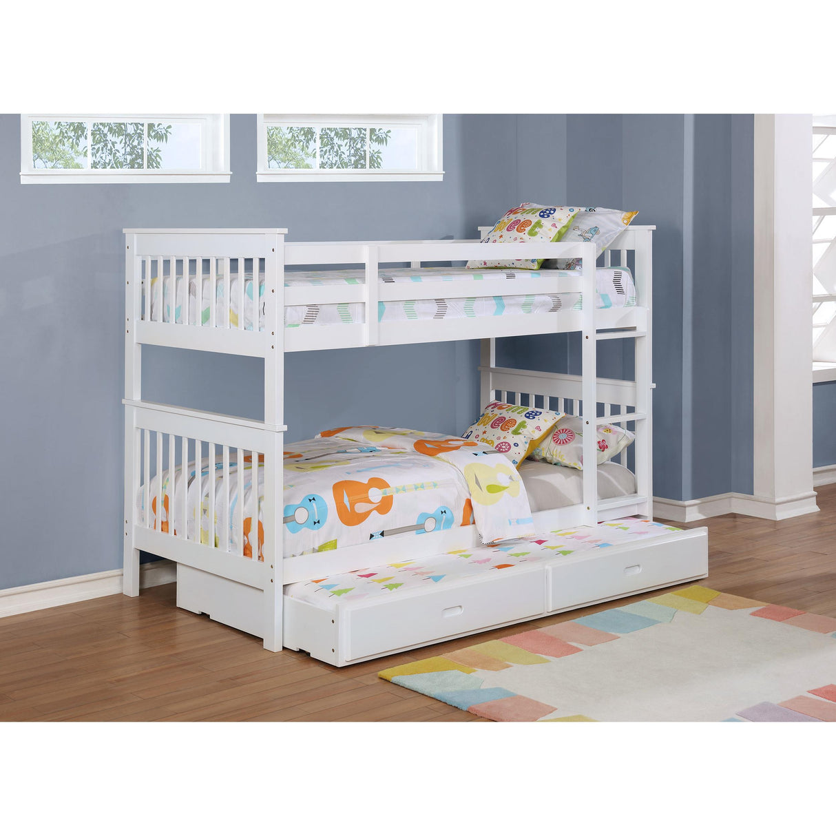  Coaster Furniture Chapman 460244N-SM Wood Twin Over Twin Bunk Bed with Mattress - White IMAGE 3