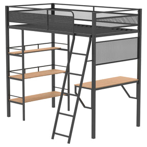  Coaster Furniture Campus 460332BLK 3-shelf Metal Twin Workstation Loft Bed - Matte Black IMAGE 1