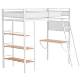  Coaster Furniture Campus 460332WHT 3-shelf Metal Twin Workstation Loft Bed - Matte White IMAGE 1