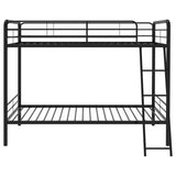 Coaster Furniture Carson 460334BLK Metal Twin Over Twin Bunk Bed - Glossy Black IMAGE 1
