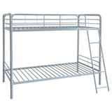  Coaster Furniture Carson 460334SVR Metal Twin Over Twin Bunk Bed - Glossy Silver IMAGE 1