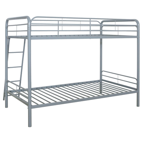  Coaster Furniture Carson 460334SVR Metal Twin Over Twin Bunk Bed - Glossy Silver IMAGE 2