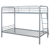 Coaster Furniture Carson 460334SVR Metal Twin Over Twin Bunk Bed - Glossy Silver IMAGE 4