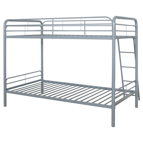  Coaster Furniture Carson 460334SVR Metal Twin Over Twin Bunk Bed - Glossy Silver IMAGE 4