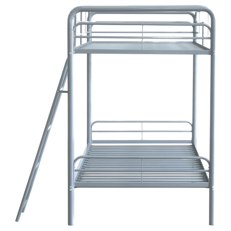  Coaster Furniture Carson 460334SVR Metal Twin Over Twin Bunk Bed - Glossy Silver IMAGE 9