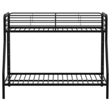  Coaster Furniture Carson 460340BLK Metal Twin Over Full Bunk Bed - Glossy Black IMAGE 1