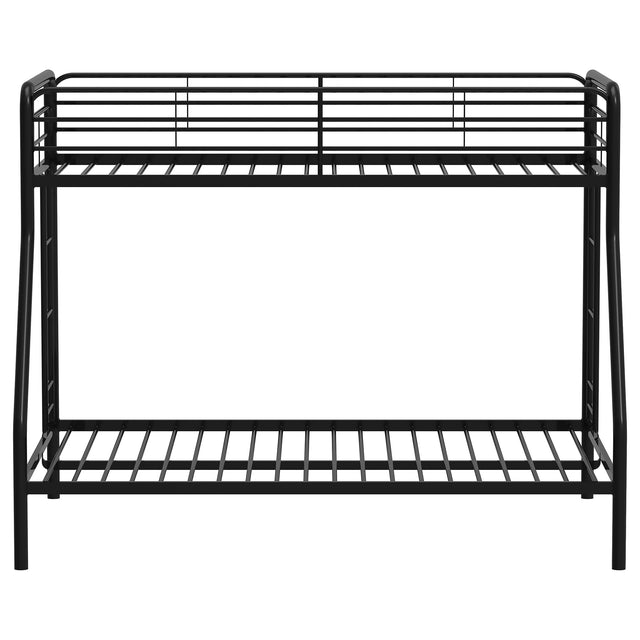  Coaster Furniture Carson 460340BLK Metal Twin Over Full Bunk Bed - Glossy Black IMAGE 1