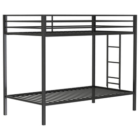  Coaster Furniture Alevera 460361BLK Metal Twin Over Twin Bunk Bed with Ladder - Black IMAGE 1