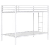  Coaster Furniture Alevera 460361WHT Metal Twin Over Twin Bunk Bed with Ladder - White IMAGE 1