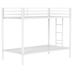  Coaster Furniture Alevera 460361WHT Metal Twin Over Twin Bunk Bed with Ladder - White IMAGE 1