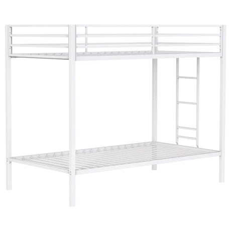  Coaster Furniture Alevera 460361WHT Metal Twin Over Twin Bunk Bed with Ladder - White IMAGE 1
