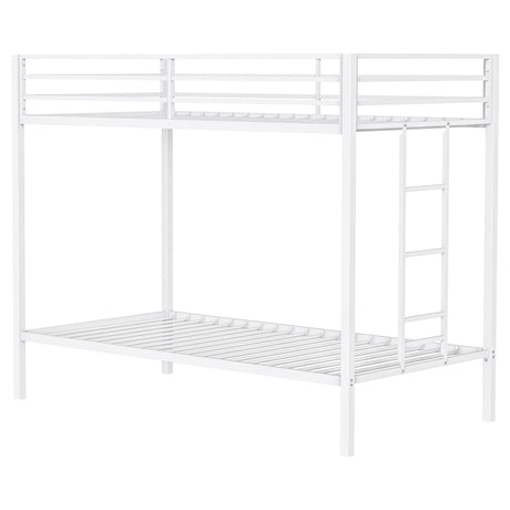  Coaster Furniture Alevera 460361WHT Metal Twin Over Twin Bunk Bed with Ladder - White IMAGE 2