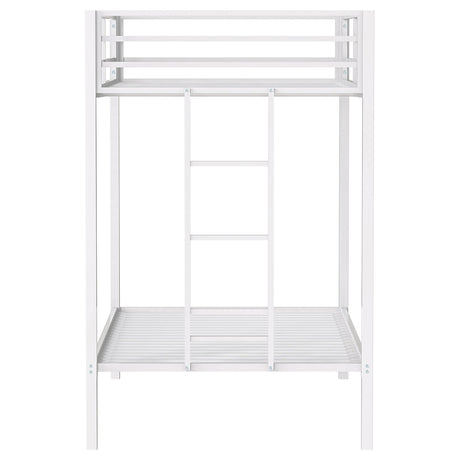  Coaster Furniture Alevera 460361WHT Metal Twin Over Twin Bunk Bed with Ladder - White IMAGE 4