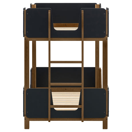  Coaster Furniture Morris 460369 Twin Over Twin Wood Bunk Bed - Black/Walnut IMAGE 4