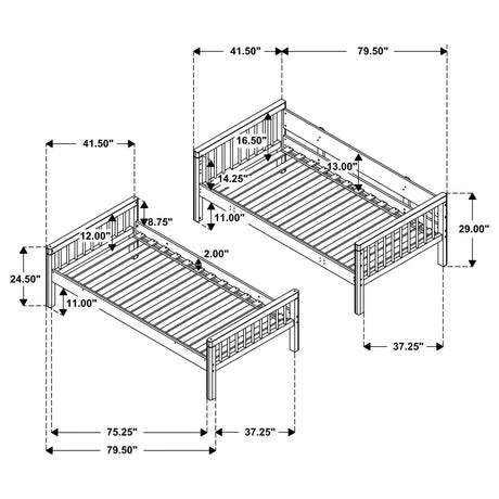  Coaster Furniture Dakota 461171 Wood Twin Over Twin Bunk Bed - Natural IMAGE 13