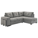  Coaster Furniture Roanne 500347 Fabric Upholstered Sleeper Sectional Sofa - Grey IMAGE 1