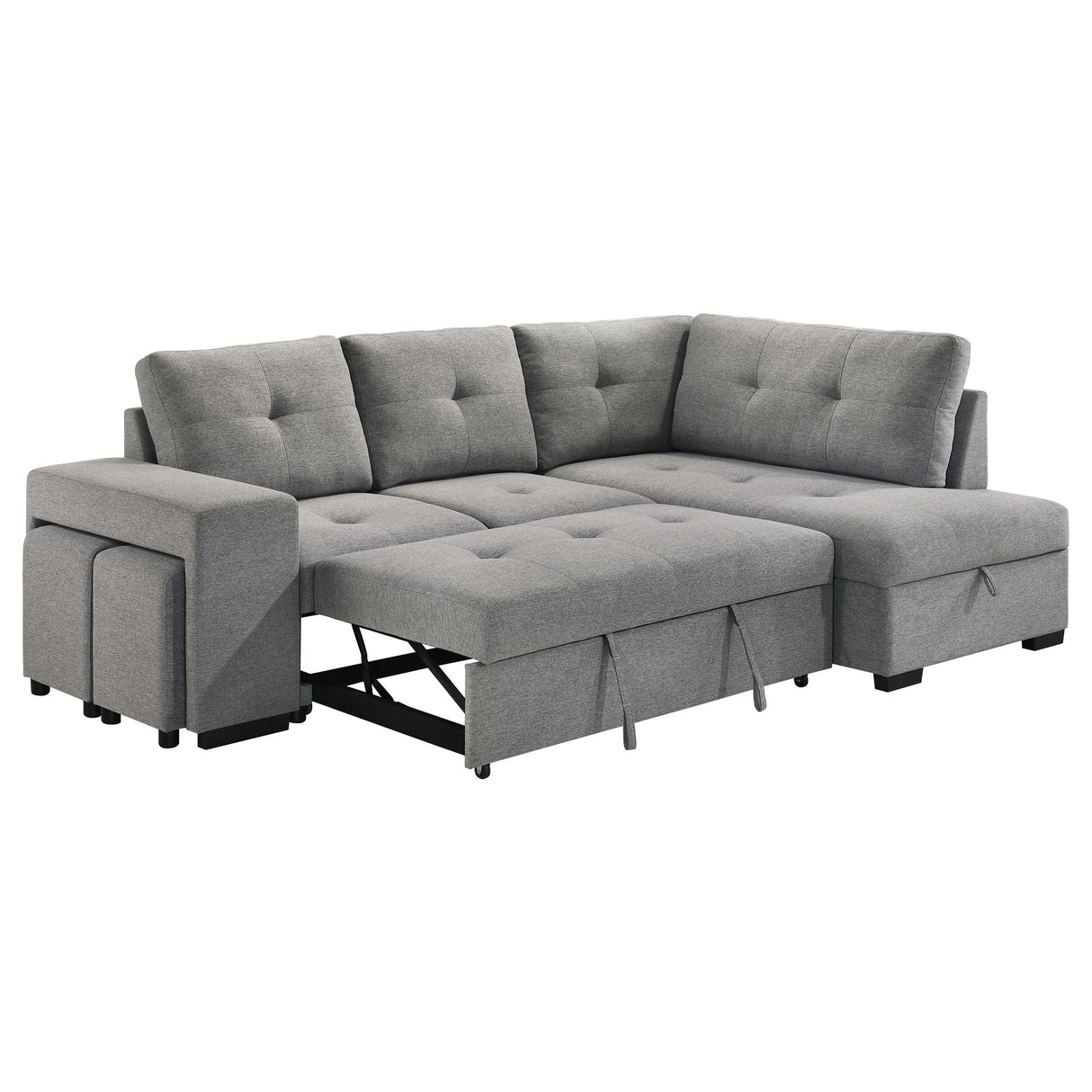  Coaster Furniture Roanne 500347 Fabric Upholstered Sleeper Sectional Sofa - Grey IMAGE 3