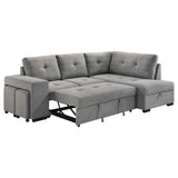  Coaster Furniture Roanne 500347 Fabric Upholstered Sleeper Sectional Sofa - Grey IMAGE 3