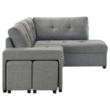  Coaster Furniture Roanne 500347 Fabric Upholstered Sleeper Sectional Sofa - Grey IMAGE 6