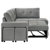  Coaster Furniture Roanne 500347 Fabric Upholstered Sleeper Sectional Sofa - Grey IMAGE 9