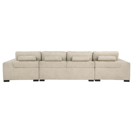  Coaster Furniture Cannella 500350 U-Shaped Double Chaise Upholstered Sectional Sofa - Beige IMAGE 2