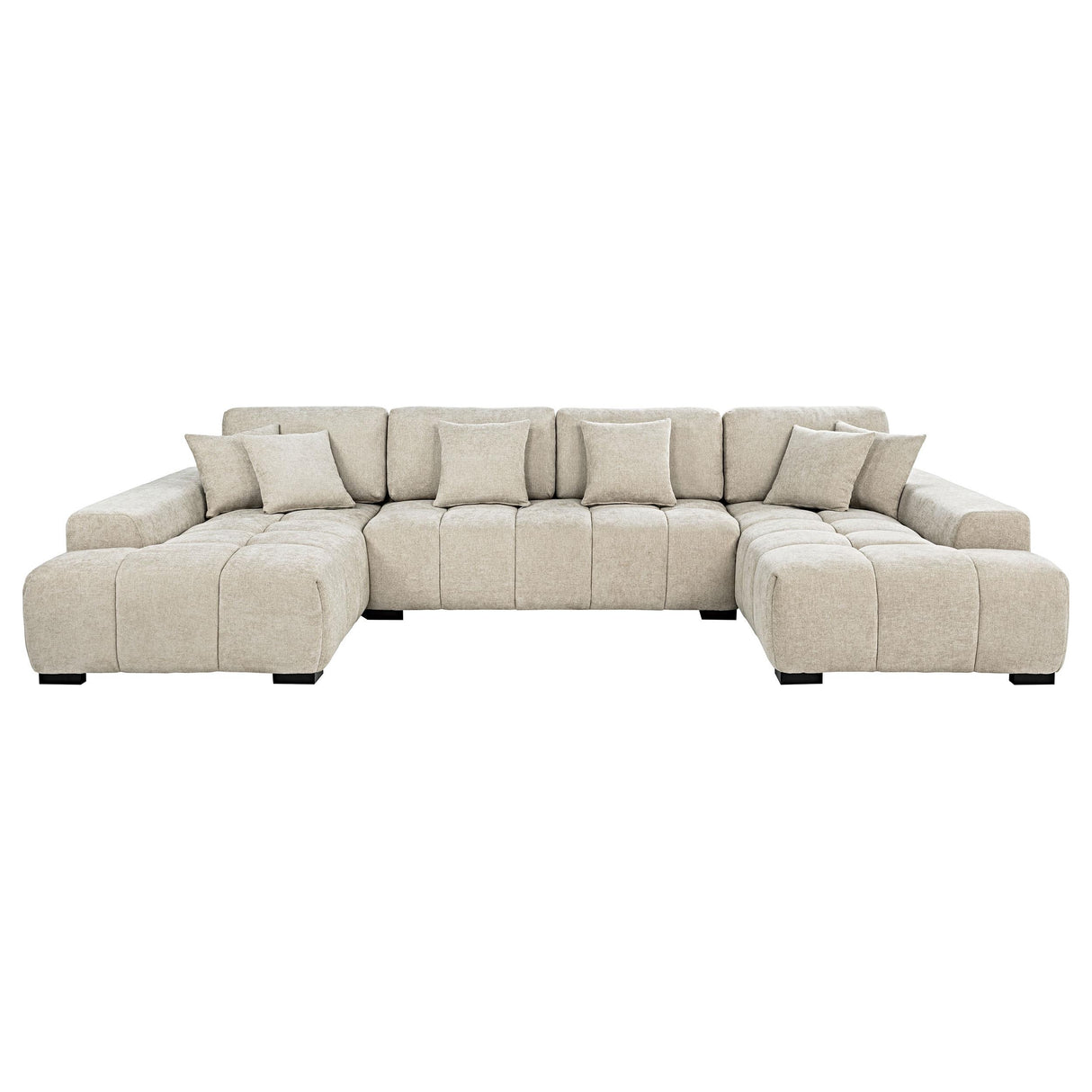  Coaster Furniture Cannella 500350 U-Shaped Double Chaise Upholstered Sectional Sofa - Beige IMAGE 3