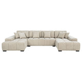  Coaster Furniture Cannella 500350 U-Shaped Double Chaise Upholstered Sectional Sofa - Beige IMAGE 3