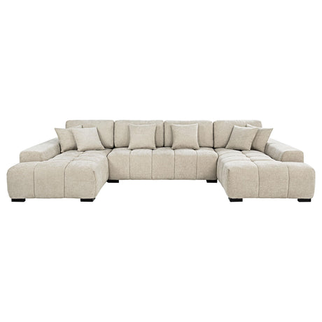  Coaster Furniture Cannella 500350 U-Shaped Double Chaise Upholstered Sectional Sofa - Beige IMAGE 3