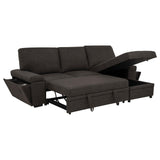  Coaster Furniture Demko 500356 Sleeper Sectional Sofa with Speaker and Storage Chaise - Brown IMAGE 3