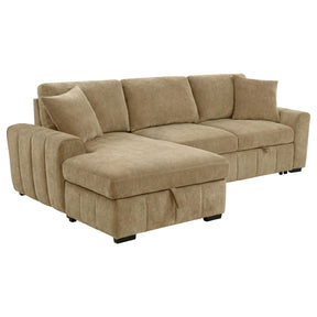  Coaster Furniture Pastrana 500358 Upholstered Sleeper Sectional Sofa LAF Chaise - Camel IMAGE 1