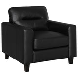  Coaster Furniture Scotland 504666 Faux Leather Upholstered Track Arm Chair - Black IMAGE 1