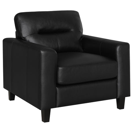  Coaster Furniture Scotland 504666 Faux Leather Upholstered Track Arm Chair - Black IMAGE 1