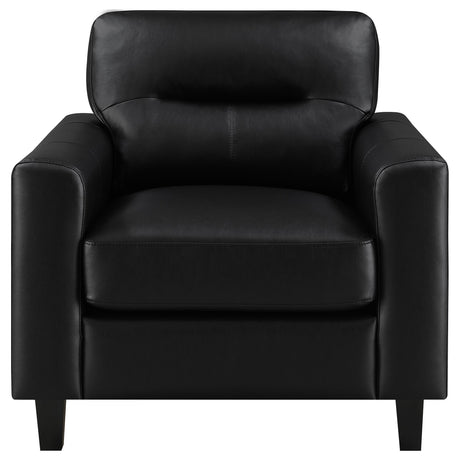  Coaster Furniture Scotland 504666 Faux Leather Upholstered Track Arm Chair - Black IMAGE 10