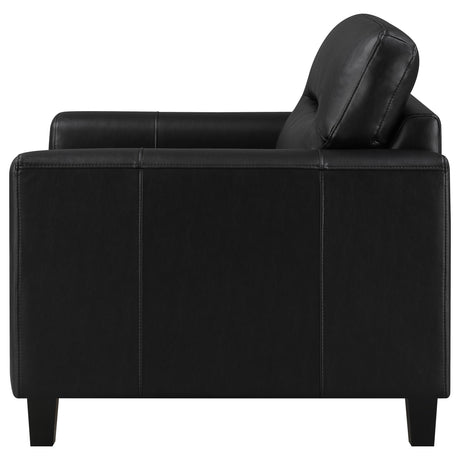  Coaster Furniture Scotland 504666 Faux Leather Upholstered Track Arm Chair - Black IMAGE 5