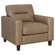  Coaster Furniture Scotland 504669 Faux Leather Upholstered Track Arm Chair - Brown IMAGE 1