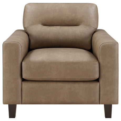  Coaster Furniture Scotland 504669 Faux Leather Upholstered Track Arm Chair - Brown IMAGE 7
