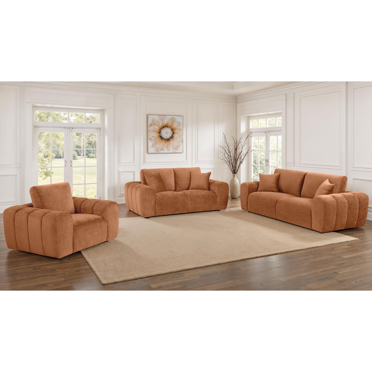  Coaster Furniture Burnett 504951 Chenille Upholstered Wide Arm Sofa - Burnt Orange IMAGE 11