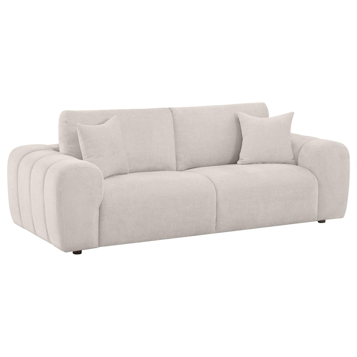  Coaster Furniture Burnett 504955 Chenille Upholstered Wide Arm Sofa - Ivory IMAGE 1