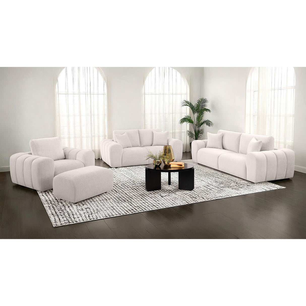  Coaster Furniture Burnett 504956 Chenille Upholstered Wide Arm Loveseat - Ivory IMAGE 13