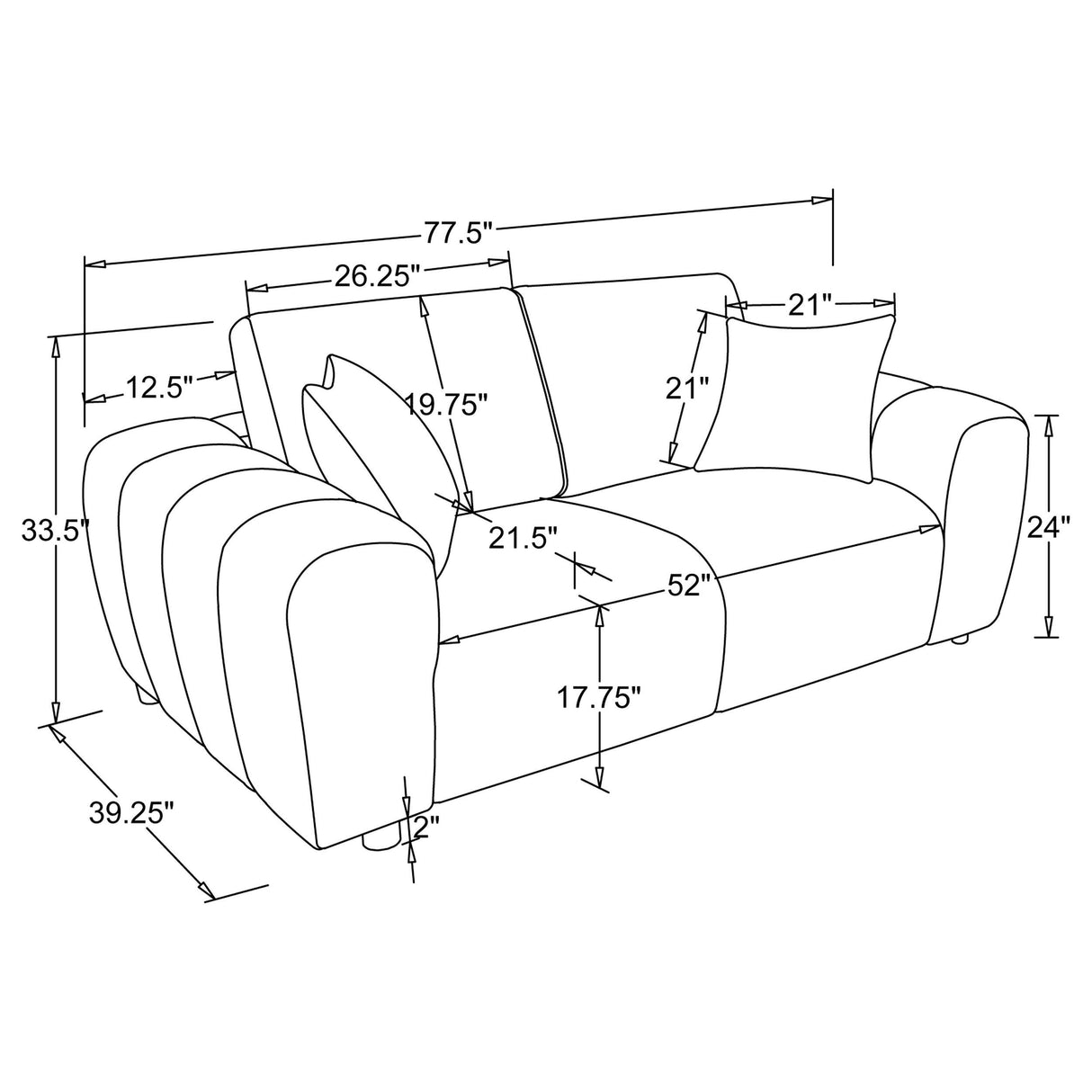  Coaster Furniture Burnett 504956 Chenille Upholstered Wide Arm Loveseat - Ivory IMAGE 5