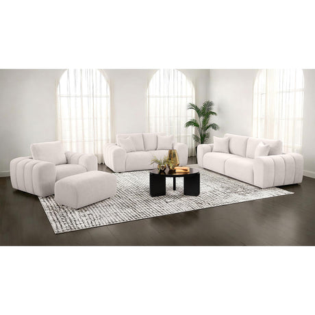  Coaster Furniture Burnett 504958 Chenille Upholstered Ottoman - Ivory IMAGE 5